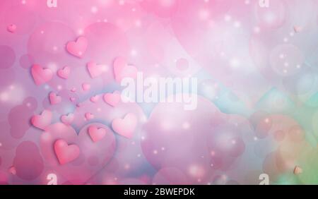 Abstract background image with hearts in pastel colors. Stock Photo