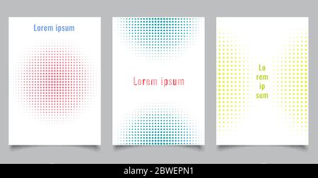 Brochure template set abstract halftone style circles on white background and texture. Vector illustration Stock Vector