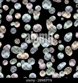 pastel spots seamless vector pattern on black Stock Vector