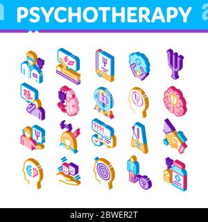Psychotherapy Help Isometric Icons Set Vector Stock Vector