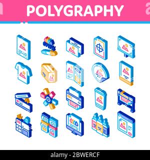 Polygraphy Printing Service Isometric Icons Set Vector Stock Vector