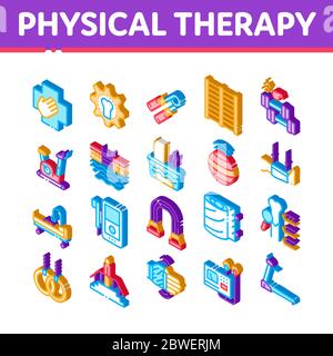 Physical Therapy Isometric Icons Set Vector Stock Vector