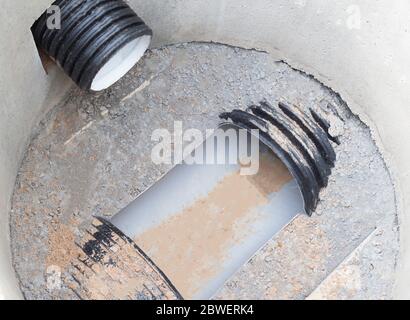System of engineering structures sewage system for wastewater from the road, industry, pollution Stock Photo