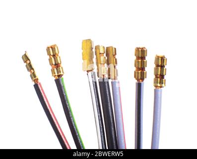 car electrical, multi-colored wires for pinout on a white background, isolate Stock Photo