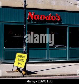 Nandos Shop Front And Signage On An Empty High Street Stock Photo