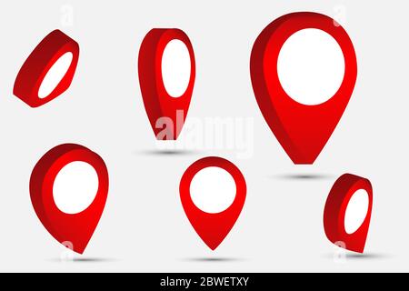 3d map pointer pin isolated on white background Stock Photo