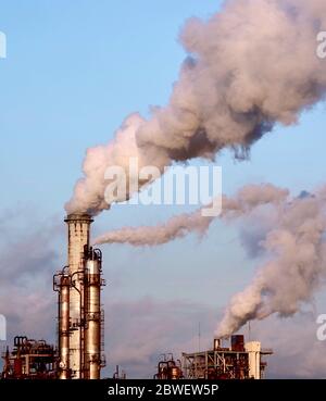Smoke Stack at Power Plant in Japan Stock Photo