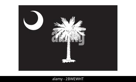 South Carolina SC State Flag. United States of America. Black and white EPS Vector File. Stock Vector