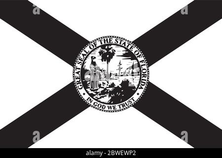 Florida FL State Flag. America. Black and white EPS Vector File. Stock Vector