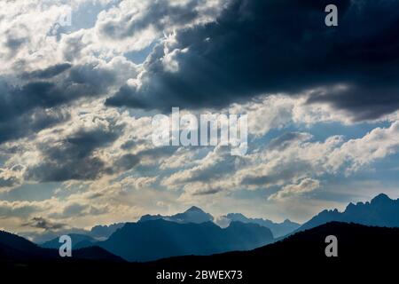 A landscape of Picos de Europa, in Spain with a cloudy sky. Stock Photo