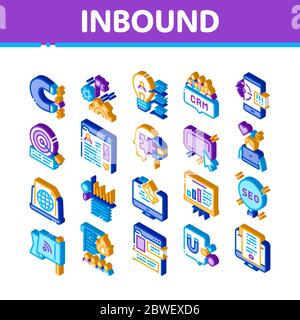 Inbound Marketing Isometric Icons Set Vector Stock Vector
