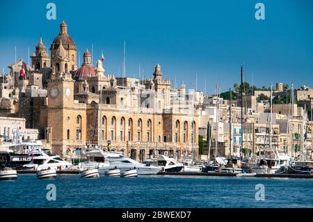 Malta Maritime Museum on the waterfront housed in the former Royal Naval Bakery, Birgu Waterfront, Grand Harbour, Malta Stock Photo