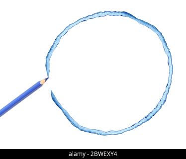 Blue pencil draws nice water splash on white background Stock Photo