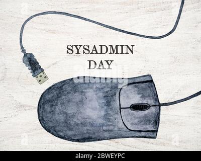Greeting card for Sysadmin Day. White background Stock Photo