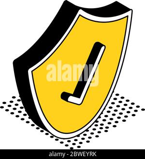 Shield with check mark isometric style icon vector design Stock Vector