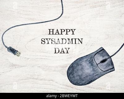 Greeting card for Sysadmin Day. White background Stock Photo
