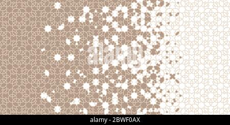 Arabian wallpaper, background, backdrop. Mosaic vector pattern. Geometric arabesque halftone arabian background with disintegration Stock Vector