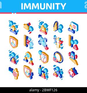 Immunity Human Biological Defense Icons Set Vector Stock Vector