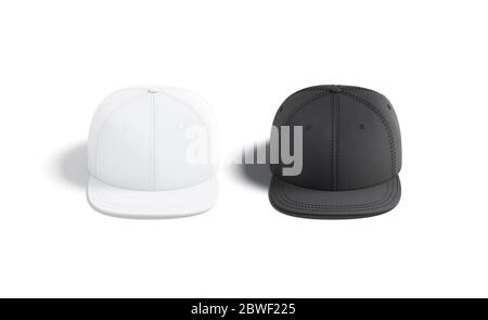 Blank black and white jeans snapback mockup set, front view Stock Photo