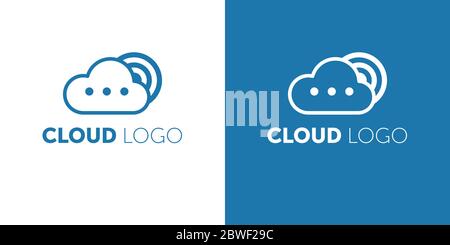 Creative Cloud Logo Design. Creative Vector icon of a blue cloud with arrows. Stock Vector