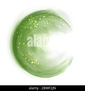 Green circle splash brush. Abstract stylish watercolor use for design background, banner, poster, card, logo. Stock Vector