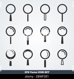 Search icons set - simple magnifying glass collection. Flat icon vector. Stock Vector