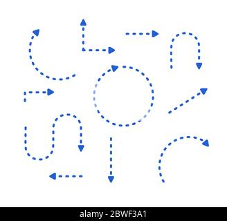 Big Set Arrows for presentation. vector thin blue lines with arrows. isolated on white background. Stock Vector