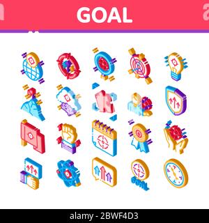 Goal Target Purpose Isometric Icons Set Vector Stock Vector