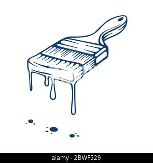 Paint brush sketch drawings set. Paintbrush hand drawn vector illustrations. Part of set. Stock Vector