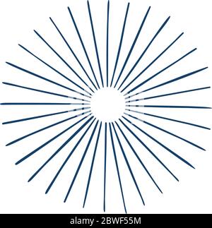 Sunburst. Hand drawn light rays vector illustration. Sunburst design elements, linear drawing. Light rays sunburst for retro logo and emblem. Stock Vector