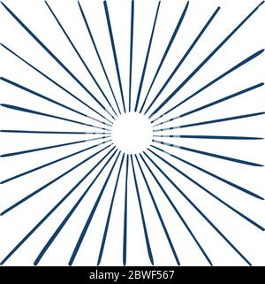 Sunburst. Hand drawn light rays vector illustration. Sunburst design elements, linear drawing. Light rays sunburst for retro logo and emblem. Stock Vector