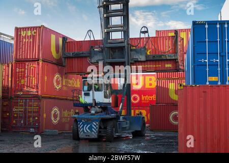 Shipping Container storage and distribution centre in the North East of England Stock Photo