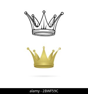 Crown. Crown realistic and hand drawn vector illustrations set. Stock Vector