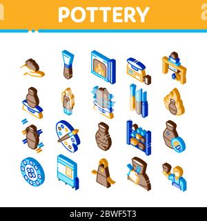Pottery And Ceramics Isometric Icons Set Vector Stock Vector