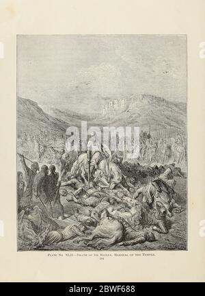 Glorious death of Jacques de Maille Marshal of the temple [1187]. Plate XLII from the book Story of the crusades. with a magnificent gallery of one hundred full-page engravings by the world-renowned artist, Gustave Doré [Gustave Dore] by Boyd, James P. (James Penny), 1836-1910. Published in Philadelphia 1892 Stock Photo