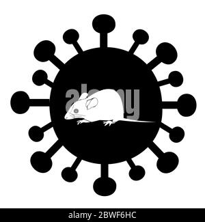The rat in Hantavirus Vector icon, Epidemics from rodent and mouse, Mice in virus isolated on white background Stock Vector