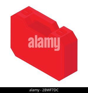 Plastic red tool box isolated on white background isometric view. Vector Stock Vector