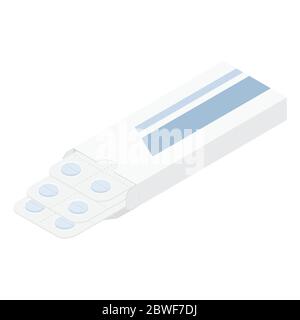 Vector illustration blue pills blister. Tablet strip icon. Round pills in a blister pack Stock Vector
