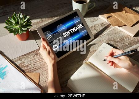 Software development and process automation concept on tablet computer screen Stock Photo