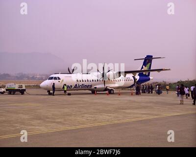 The airplane of Lao Airlines in Luang Prabang, Laos Stock Photo