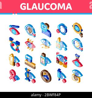 Glaucoma Ophthalmology Isometric Icons Set Vector Stock Vector