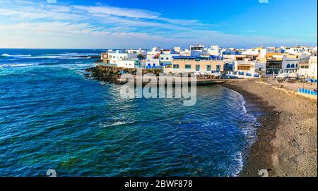 Scenic colorful traditional villages of Fuerteventura - El Cotillo in northen part of island. Canary islands of Spain Stock Photo