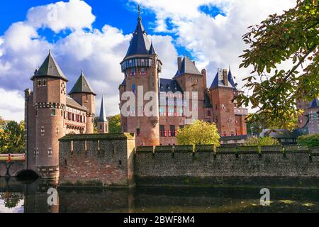 Beautiful De Haar medieval catsle, biggest in Holland. situated near Utrecht town Stock Photo