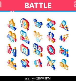 Battle Competition Isometric Icons Set Vector Stock Vector