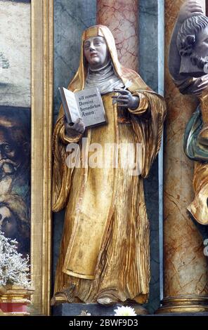 Saint Anne, a statue on the main altar in the parish church of St. Leopold Mandic in Orehovica, Croatia Stock Photo