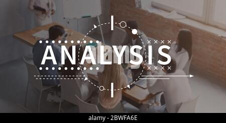 Analysis word written on group of people discussing plan Stock Photo