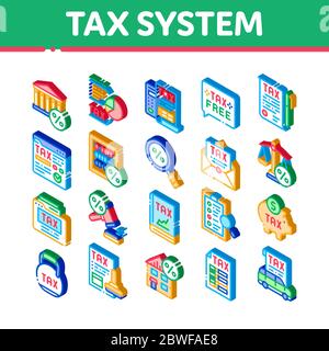 Tax System Finance Isometric Icons Set Vector Stock Vector