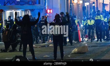 Boston, Massachusetts, USA. 31st May, 2020. Protestors rally against the death of Geroge Floyd in Minneapolis police custody, in Boston. Credit: Aflo Co. Ltd./Alamy Live News Stock Photo