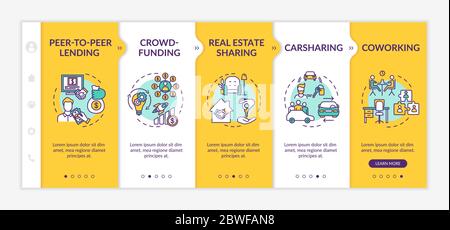 Sharing economy onboarding vector template Stock Vector