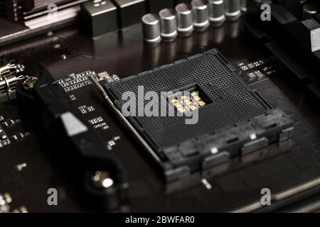 modern cpu socket on a motherboard Stock Photo